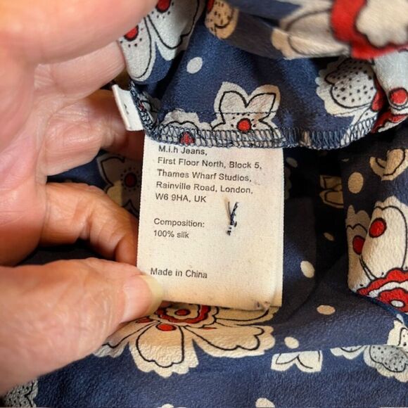 M.i.h. Jeans Silk Elodie All In One Jumpsuit Blue White Red Floral Size Medium - Picture 13 of 15